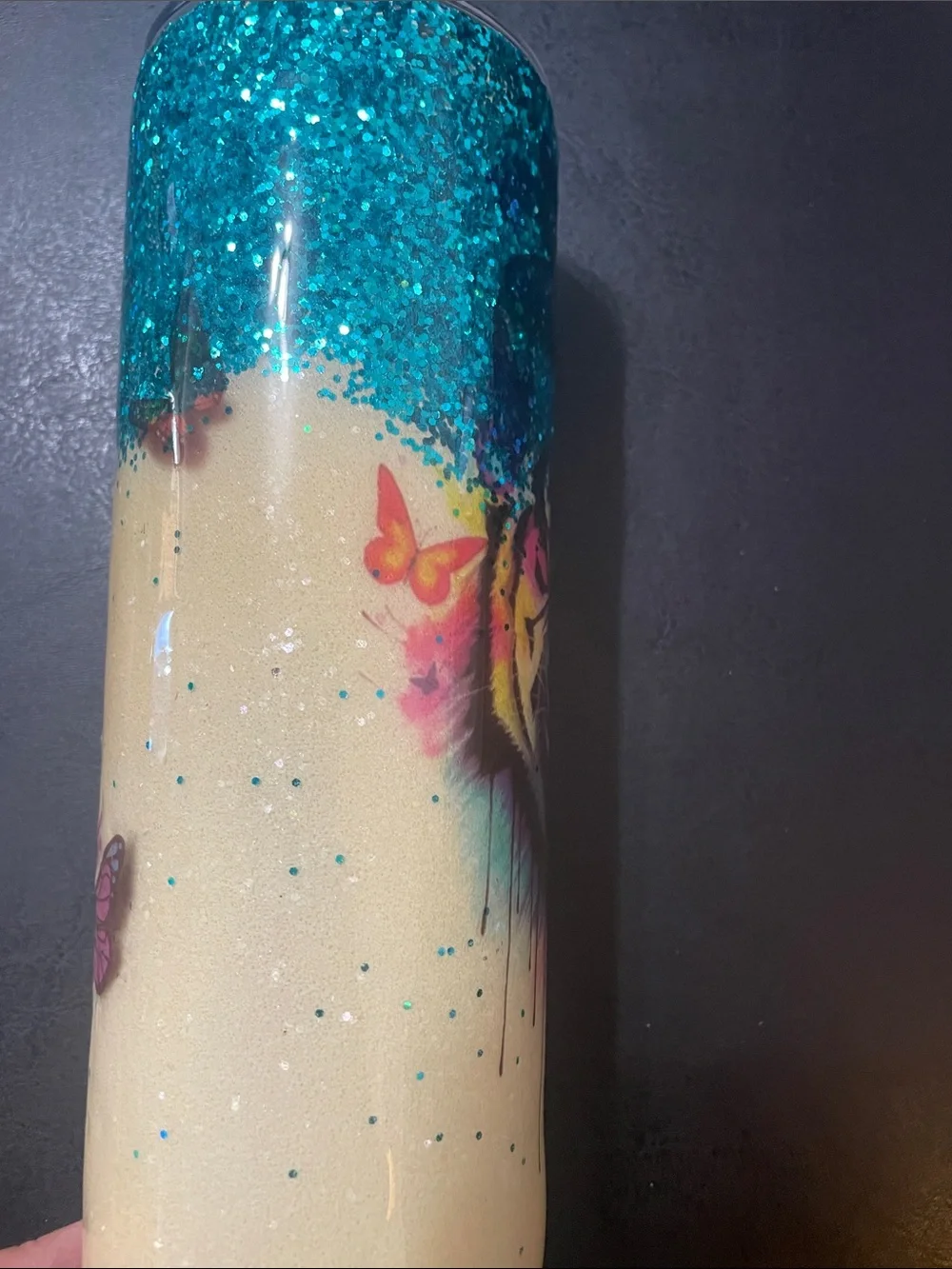 Glitter Tiger Stainless Tumbler - Teal, Purple, Pink NEW